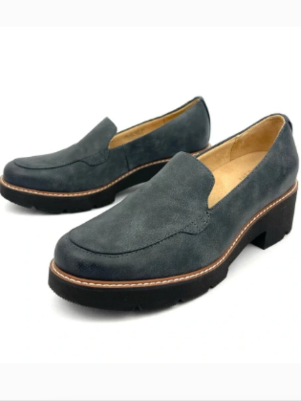 Naturalizer Cabaret Patent Padded Insole Loafers Sz 8M Gray-Blue #316K